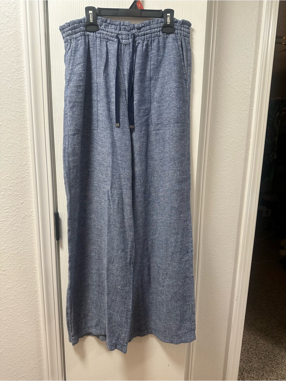 Women’s Relaxed Drawstring linen Pants - Blue